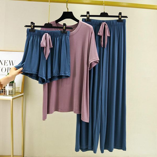 sleepwears short sleeved shorts trousers womens 3 pcs robes home suit summer pajamas modal pyjama femme sleeping clothes, Black;red
sleepwears short sleeved shorts trousers womens 3 pcs robes home suit summer pajamas modal pyjama femme sleeping clothes, Black;red