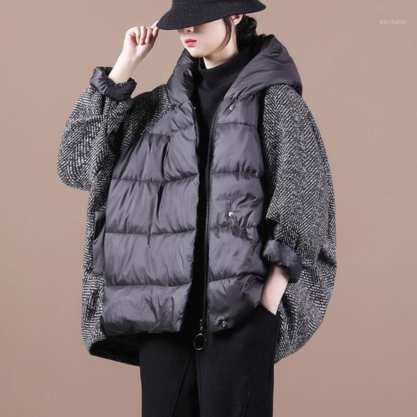women's down & parkas winter 2021 loose large size literary cotton jacket women woolen sleeve stitching hooded casual female1, Black
women's down & parkas winter 2021 loose large size literary cotton jacket women woolen sleeve stitching hooded casual female1, Black