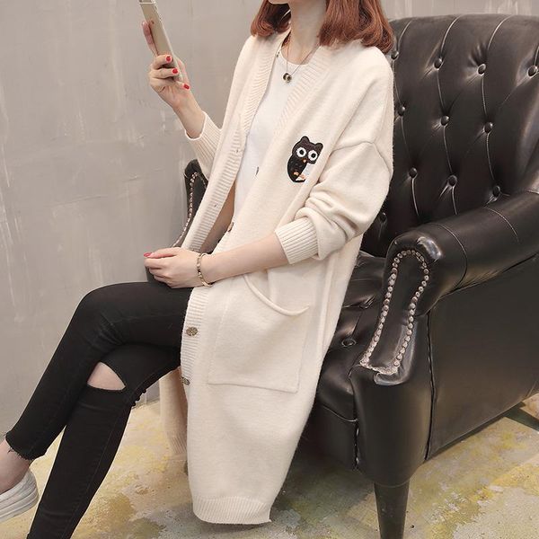 women's sweaters 2021 autumn and winter sweater coat loose knitted cardigan v-neck collar solid office female, White;black
women's sweaters 2021 autumn and winter sweater coat loose knitted cardigan v-neck collar solid office female, White;black