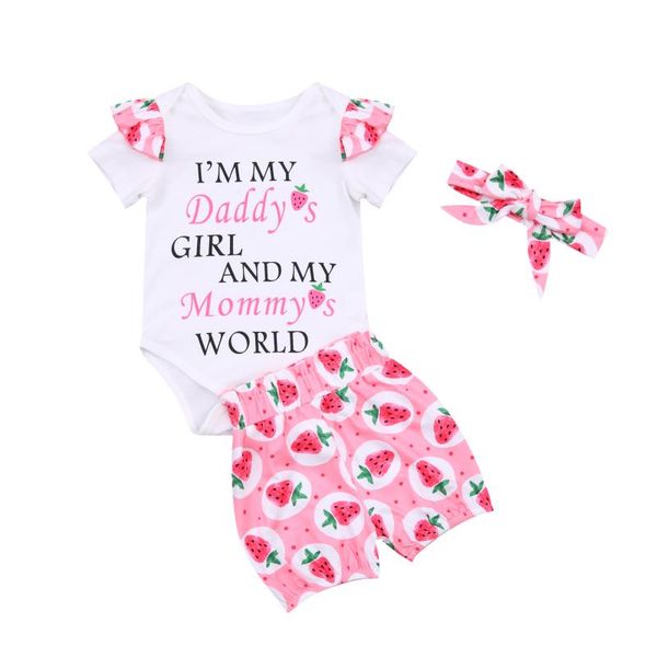 2pcs born casual outfits baby girls letter print sleeve round neck bodysuit strawberry pattern shorts headband clothing sets, White
2pcs born casual outfits baby girls letter print sleeve round neck bodysuit strawberry pattern shorts headband clothing sets, White