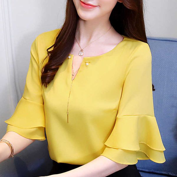 summer blouse women short sleeve shirt blusas solid v-neck chiffon clothes shirts d85 210602, White
summer blouse women short sleeve shirt blusas solid v-neck chiffon clothes shirts d85 210602, White