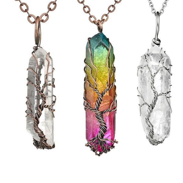 hexagonal crystal pointed natural clear rock quartz wire wrapped healing reiki crystal tree of life pendant, Silver
hexagonal crystal pointed natural clear rock quartz wire wrapped healing reiki crystal tree of life pendant, Silver