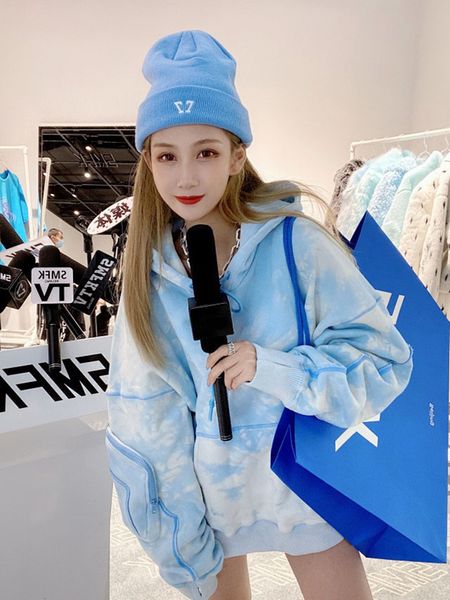 21 autumn winter new smfk sky hoodie blue ch003sk tie dyed sweater loose hooded pocket zipper, Black
21 autumn winter new smfk sky hoodie blue ch003sk tie dyed sweater loose hooded pocket zipper, Black
