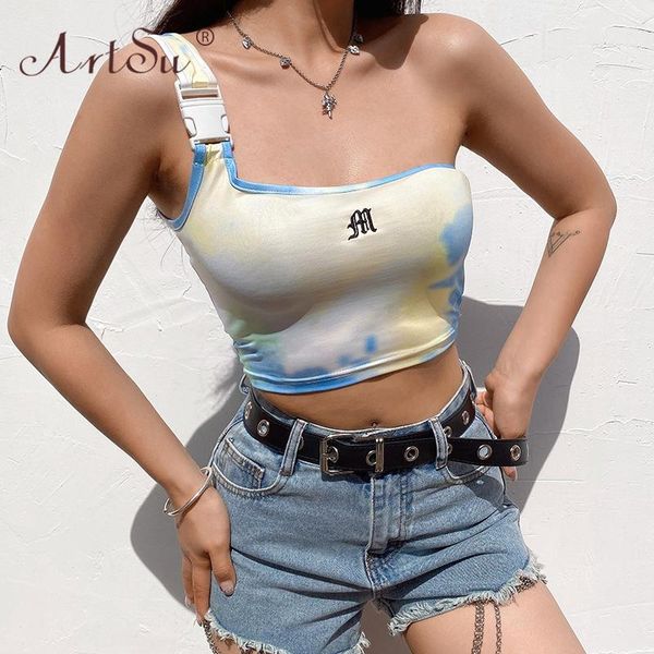 women's tanks & camis summer tie dye printing casual crop women slim letter embroidered one shoulder buckle tank clubwea, White
women's tanks & camis summer tie dye printing casual crop women slim letter embroidered one shoulder buckle tank clubwea, White