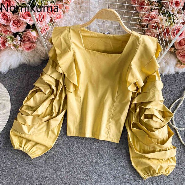 nomikuma korean square collar slim short blouse ruffle pleated puff long sleeve spring new sweet blusas shirt 6g337 210427, White
nomikuma korean square collar slim short blouse ruffle pleated puff long sleeve spring new sweet blusas shirt 6g337 210427, White