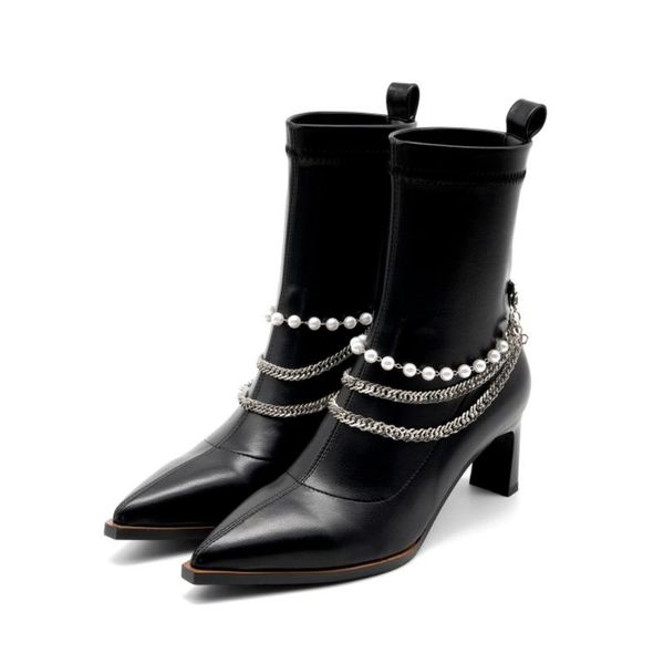 boots olome womens pointed toe ankle pearl metal chain kitten high heel stretchy leather shoes riding retro 2022, Black
boots olome womens pointed toe ankle pearl metal chain kitten high heel stretchy leather shoes riding retro 2022, Black
