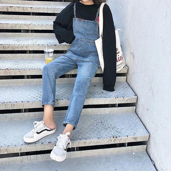 women's jeans loose denim overalls 2021 spring and autumn korean version of the retro high waist student nine pants, Blue
women's jeans loose denim overalls 2021 spring and autumn korean version of the retro high waist student nine pants, Blue
