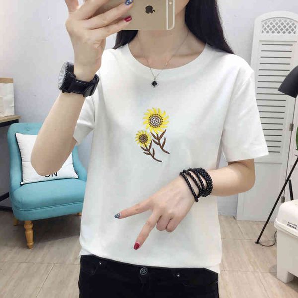 women's t-shirt floral embroidery t women summer new plus size woman clothes short sleeve womens casual tee femme 1yh6, White
women's t-shirt floral embroidery t women summer new plus size woman clothes short sleeve womens casual tee femme 1yh6, White