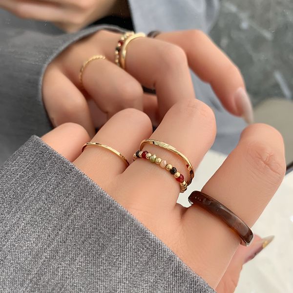 resin transparent band rings niche design 4 piece set combination bead bohemian style simple acrylic crystal beaded index finger-ring all-ma, Silver
resin transparent band rings niche design 4 piece set combination bead bohemian style simple acrylic crystal beaded index finger-ring all-ma, Silver