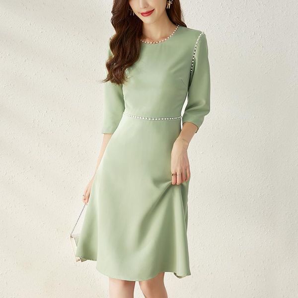 casual dresses fashion women party elegant o-neck three quarter sleeve slim beading mid dress spring autumn solid ladies a-line, Black;gray
casual dresses fashion women party elegant o-neck three quarter sleeve slim beading mid dress spring autumn solid ladies a-line, Black;gray