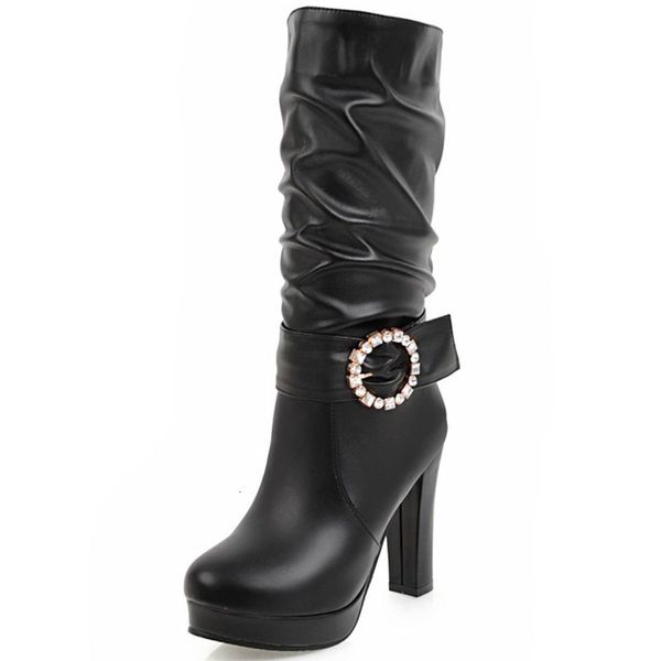 boots women mid-calf pleated round head square high heel fashion platform crystal autumn winter female shoes es18, Black
boots women mid-calf pleated round head square high heel fashion platform crystal autumn winter female shoes es18, Black
