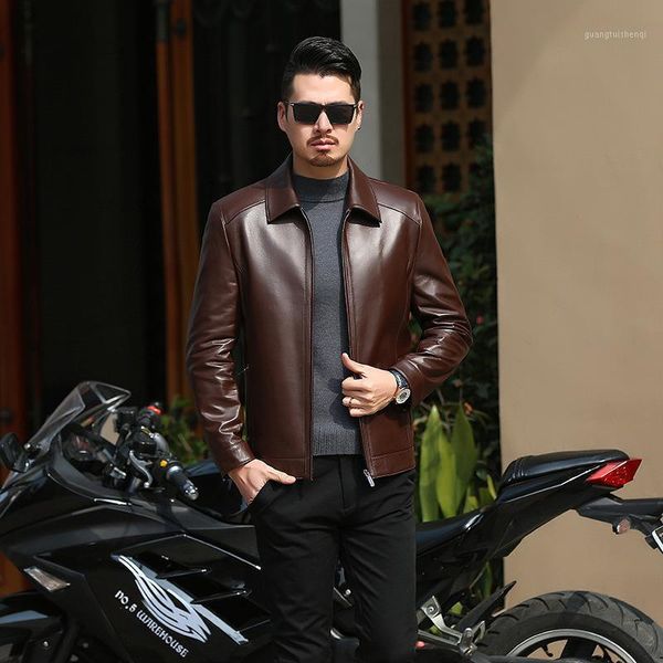 men's leather & faux winters with middle-aged men jacket lapel menswear high-end brief paragraph sheep skin coat, Black
men's leather & faux winters with middle-aged men jacket lapel menswear high-end brief paragraph sheep skin coat, Black