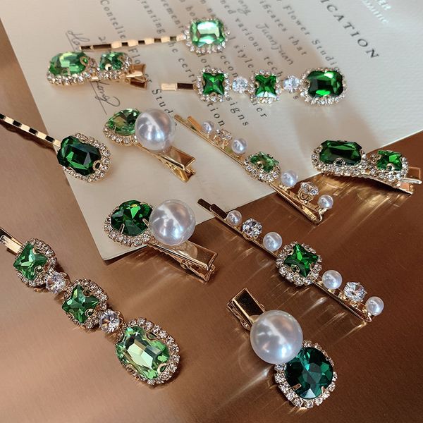 barrettes hairpin french green rhinestone pearl bangs side clip female korean net red ins, Golden;silver
barrettes hairpin french green rhinestone pearl bangs side clip female korean net red ins, Golden;silver
