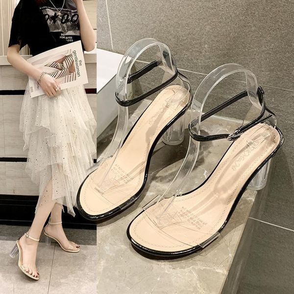 summer transparent word buckle high-heeled sandals women thick heeled open-toe high heels, Black
summer transparent word buckle high-heeled sandals women thick heeled open-toe high heels, Black