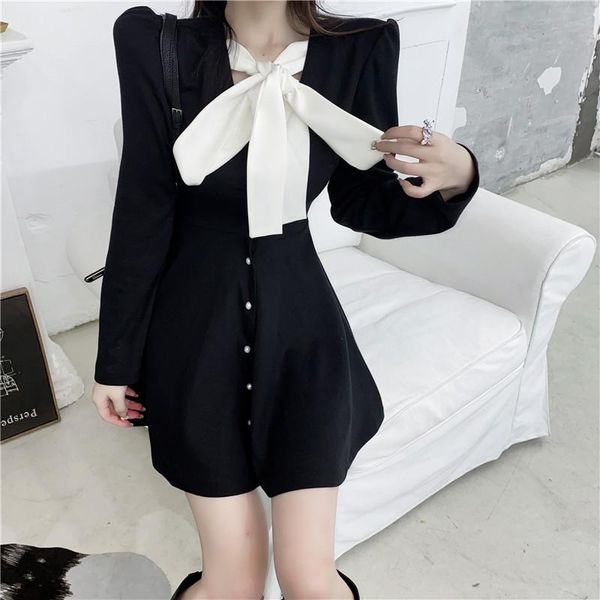 casual dresses elegant women autumn winter black a-line dress long sleeve high waist big bowtie hepburn style slim mini party, Black;gray
casual dresses elegant women autumn winter black a-line dress long sleeve high waist big bowtie hepburn style slim mini party, Black;gray