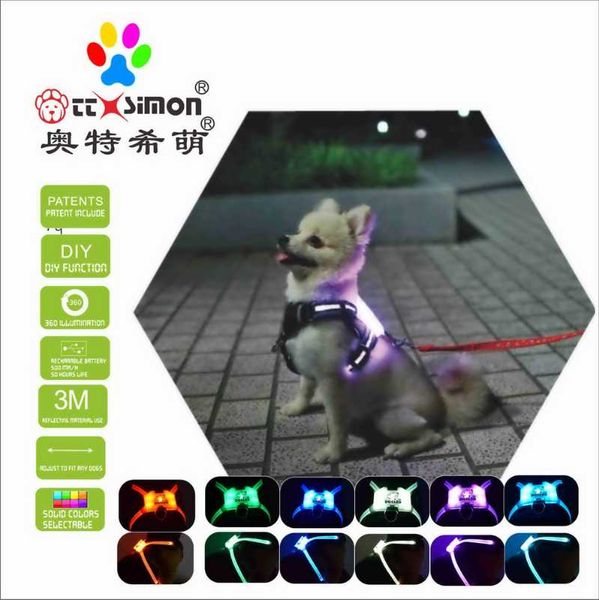 dog collars & leashes harness 7 in 1 color glowing usb led collar puppy lead pets vest 2021
dog collars & leashes harness 7 in 1 color glowing usb led collar puppy lead pets vest 2021