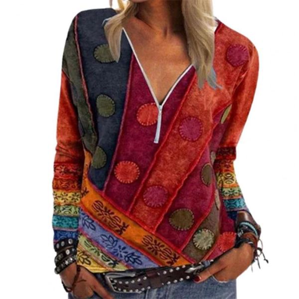 women's blouses & shirts vintage printed zipper v-neck women blouse plus size long sleeve thin autumn casual ladies clothing pullover, White
women's blouses & shirts vintage printed zipper v-neck women blouse plus size long sleeve thin autumn casual ladies clothing pullover, White
