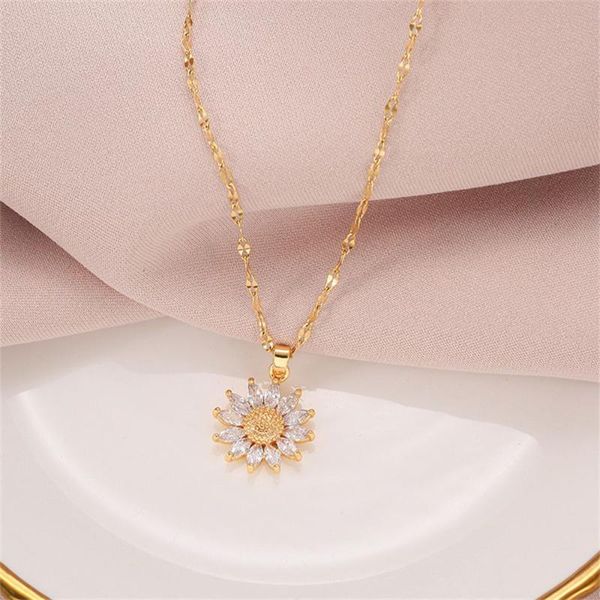 chains retro boho jewelry mom gifts luxury titanium steel sunflower necklace zircon pendant choker, Silver
chains retro boho jewelry mom gifts luxury titanium steel sunflower necklace zircon pendant choker, Silver