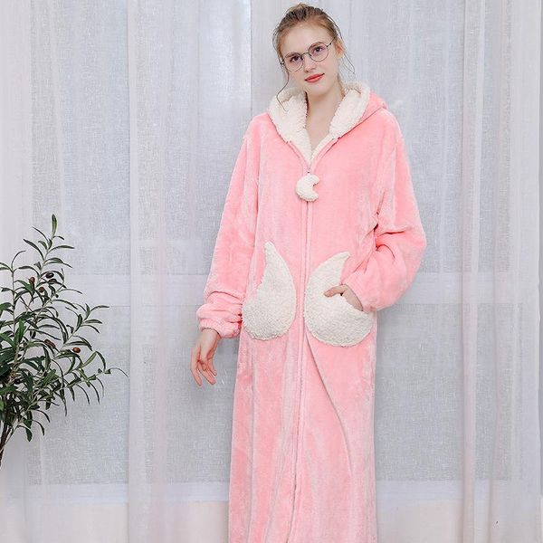 autumn winter long nightgown for women hood solid zipper fluffy female nightdress ankle length thick bathrobe sleepwear women's, Black;red
autumn winter long nightgown for women hood solid zipper fluffy female nightdress ankle length thick bathrobe sleepwear women's, Black;red