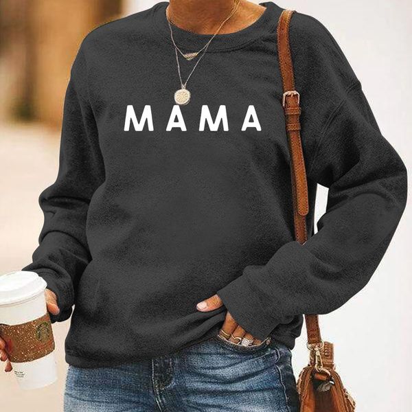 2021 fashion women's wansheng simple letter mama printed long sleeve thickened sweater, Black
2021 fashion women's wansheng simple letter mama printed long sleeve thickened sweater, Black