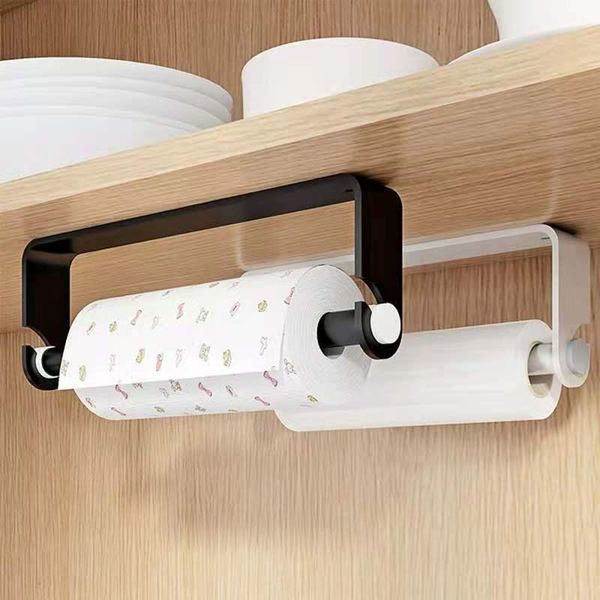 toilet paper holders aluminum towel holder kitchen cabinet storage wall mounted black cling film shelf bathroom roll
