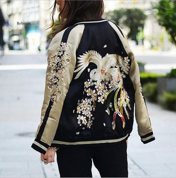 women's jackets floral phoenix embroidery bomber jacket women harajuku pilot casual basic coat outerwear womens, Black;brown
women's jackets floral phoenix embroidery bomber jacket women harajuku pilot casual basic coat outerwear womens, Black;brown