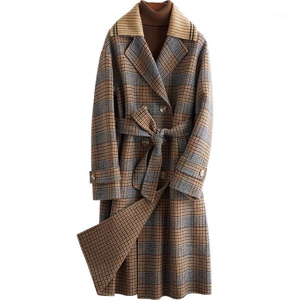 autumn and winter plaid suit collar long korean slim tweed coat women's wool & blends, Black
autumn and winter plaid suit collar long korean slim tweed coat women's wool & blends, Black