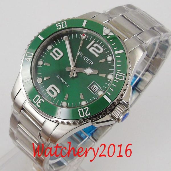 wristwatches 40mm green dial date ceramic bezel sapphire glass automatic movement mens watch, Slivery;brown
wristwatches 40mm green dial date ceramic bezel sapphire glass automatic movement mens watch, Slivery;brown