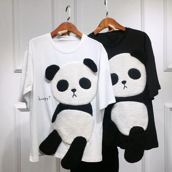 women's t-shirt short-sleeved tshirt female students panda furry embroidery korean loose harajuku couples clothing women girlfriends, White
women's t-shirt short-sleeved tshirt female students panda furry embroidery korean loose harajuku couples clothing women girlfriends, White