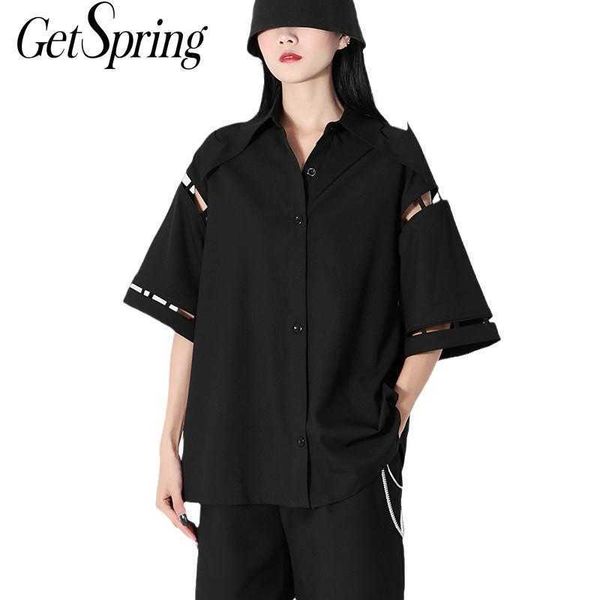getspring women blouse shirt hollow out short sleeve black women's summer s irregular casual loose 210601, White
getspring women blouse shirt hollow out short sleeve black women's summer s irregular casual loose 210601, White
