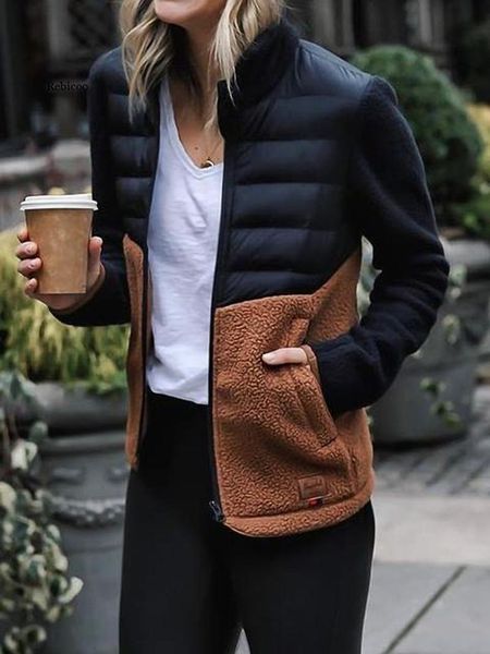 women's jackets winter slim down jacket ladies fashion patchwork contrast color stand-up collar long-sleeved zipper, Black;brown
women's jackets winter slim down jacket ladies fashion patchwork contrast color stand-up collar long-sleeved zipper, Black;brown