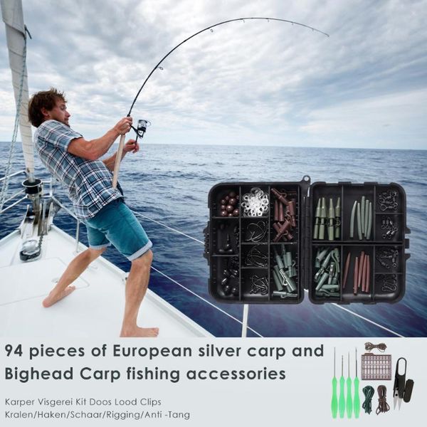 94pcs fishing bait lead clips beads hooks anti knot sleeves swivels tackle kit outdoor portable easy carrying
94pcs fishing bait lead clips beads hooks anti knot sleeves swivels tackle kit outdoor portable easy carrying