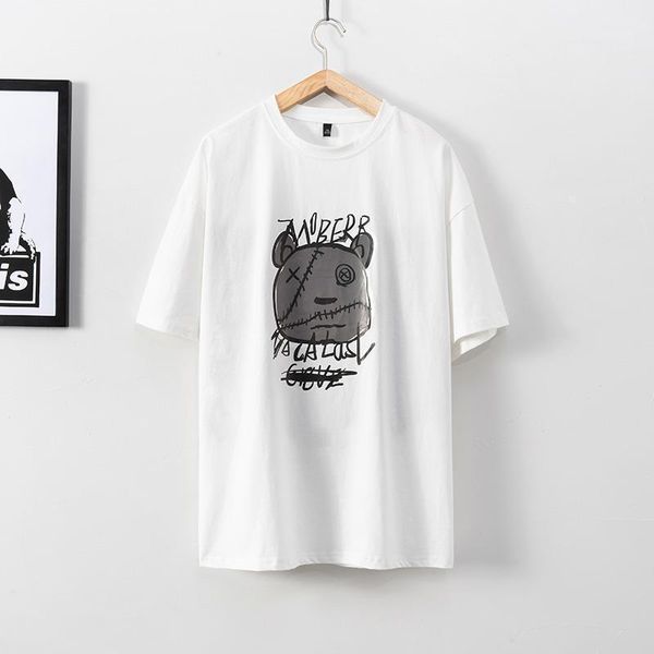 women's t-shirt henchiry summer casual short sleeve fashion cotton women loose half o-neck neutral clothes lovers versatile, White
women's t-shirt henchiry summer casual short sleeve fashion cotton women loose half o-neck neutral clothes lovers versatile, White