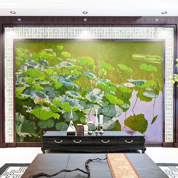wallpapers custom mural wallpaper 3d stereo lotus pond nature scenery background wall painting living room tv sofa study papel de parede