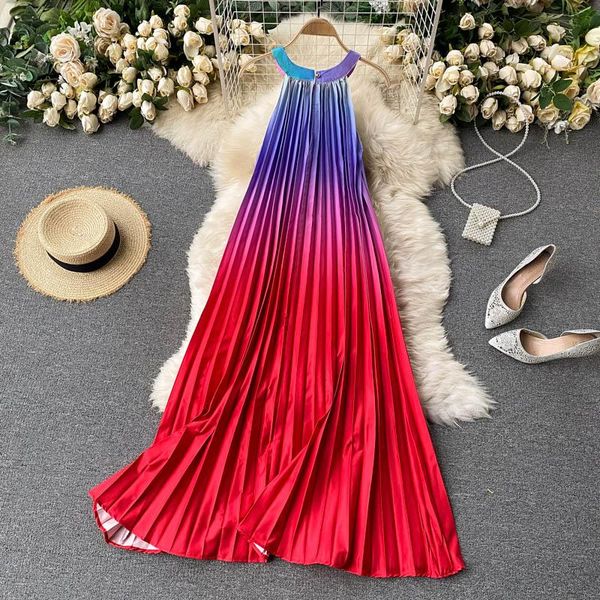 casual dresses korean loose thin temperament women dress o-neck halter rainbow gradient pleated vacation travel fairy a-line sundress, Black;gray
casual dresses korean loose thin temperament women dress o-neck halter rainbow gradient pleated vacation travel fairy a-line sundress, Black;gray