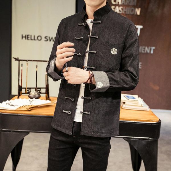 autumn and winter chinese style men's denim jacket fashion large size coil button embroidery tang jackets, Black;brown
autumn and winter chinese style men's denim jacket fashion large size coil button embroidery tang jackets, Black;brown
