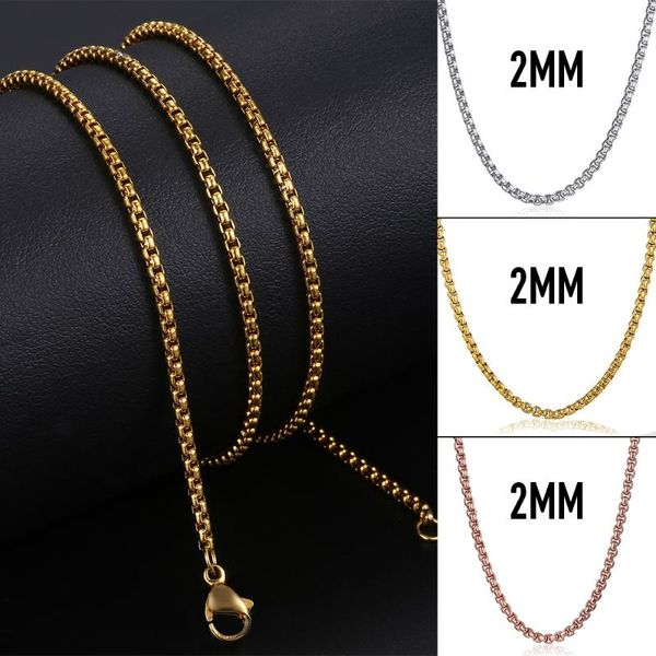 women men necklace 2mm stainless steel gold rose silver tone box chain link for jewelry gifts lkn502 chains
women men necklace 2mm stainless steel gold rose silver tone box chain link for jewelry gifts lkn502 chains