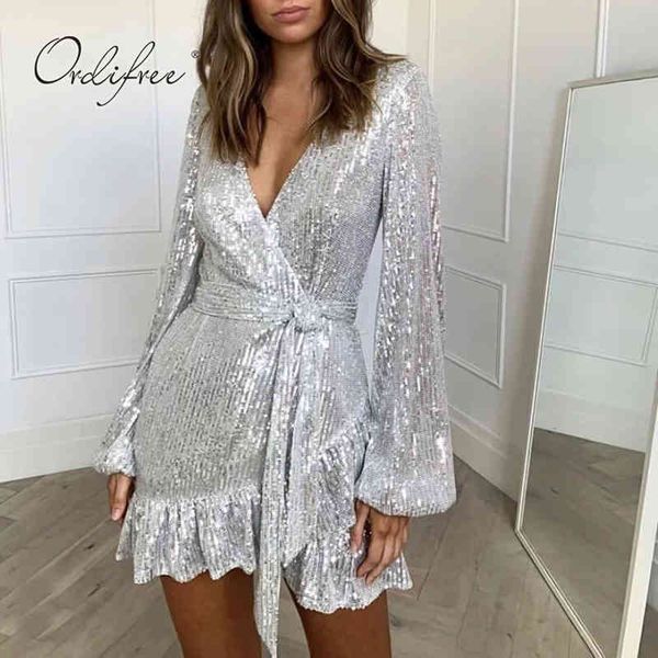 autumn eleagant women party long sleeve silver sequin short ruffle dress 210415, Black;gray
autumn eleagant women party long sleeve silver sequin short ruffle dress 210415, Black;gray