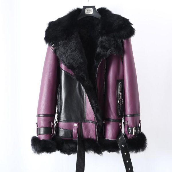 women's fur & faux sheepskin winter jacket high fashion street women real double faced outerwear female tuscany leather with coat, Black
women's fur & faux sheepskin winter jacket high fashion street women real double faced outerwear female tuscany leather with coat, Black