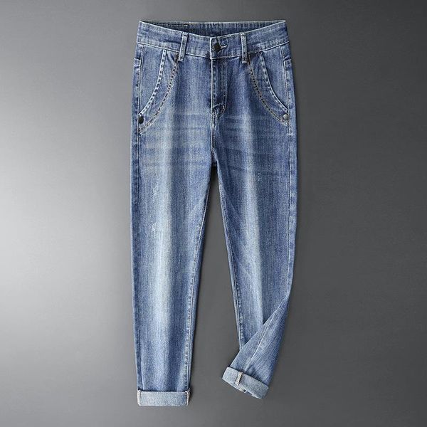 style summer men's business straight leg jeans fashion wash solid color c, Blue
style summer men's business straight leg jeans fashion wash solid color c, Blue