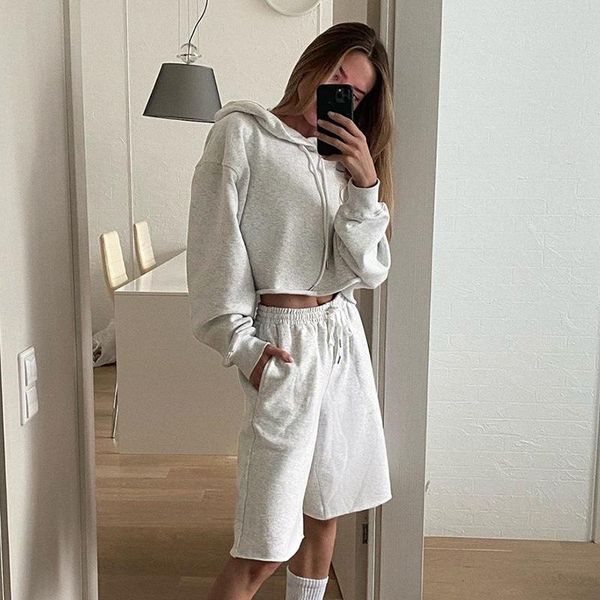 women's tracksuits solid casual tracksuit two pieces set oversize hoodies loose shirts + knee-length pants 2pcs streetwear outfit suit, Gray
women's tracksuits solid casual tracksuit two pieces set oversize hoodies loose shirts + knee-length pants 2pcs streetwear outfit suit, Gray