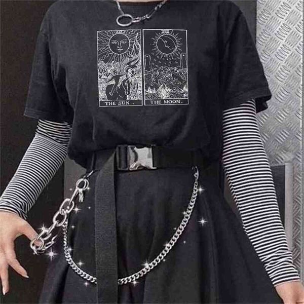 the sun moon t-shirt fashion vintage women's dark pattern printing loose punk gothic harajuku street style 210512, White
the sun moon t-shirt fashion vintage women's dark pattern printing loose punk gothic harajuku street style 210512, White