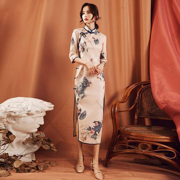 ethnic clothing plus size 3xl lady satin print floral chinese dress classical vintage button qipao slim 3/4 sleeve mandarin collar cheongsam, Red
ethnic clothing plus size 3xl lady satin print floral chinese dress classical vintage button qipao slim 3/4 sleeve mandarin collar cheongsam, Red
