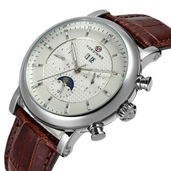 wristwatches forsining elegant moonphase watch automatic genuine leather day-night men watches silver stainless steel business fashion clock, Slivery;brown
wristwatches forsining elegant moonphase watch automatic genuine leather day-night men watches silver stainless steel business fashion clock, Slivery;brown