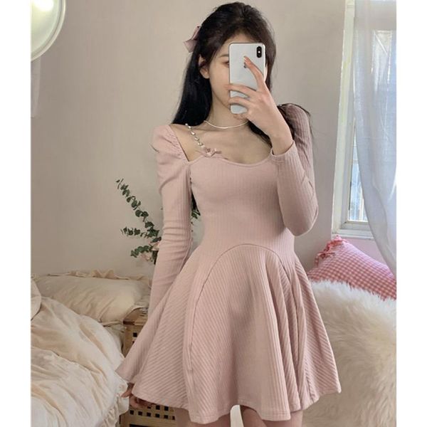 casual dresses one-piece dress 2021 spring korean long sleeve party mini female sweet cute elegant knitting, Black;gray
casual dresses one-piece dress 2021 spring korean long sleeve party mini female sweet cute elegant knitting, Black;gray