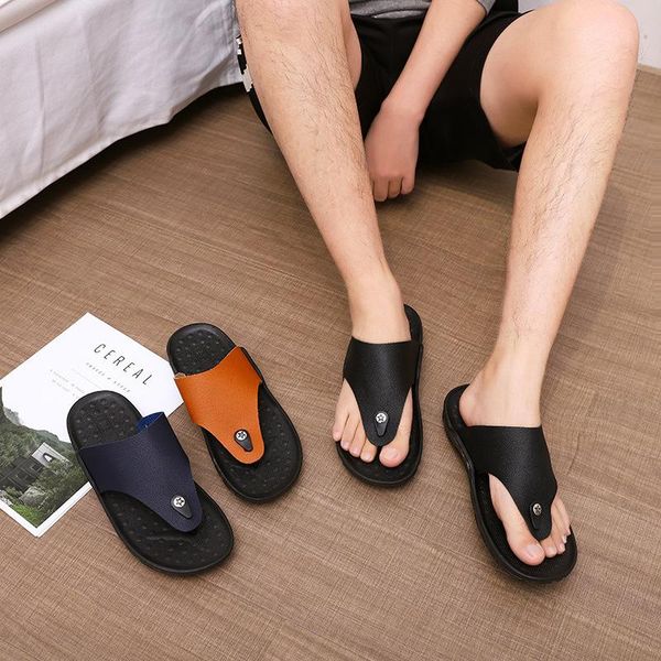 slippers men's sandals summer beach shoes wear flip-flops trend korean fashion outdoor soft-soled designer leather men, Black
slippers men's sandals summer beach shoes wear flip-flops trend korean fashion outdoor soft-soled designer leather men, Black