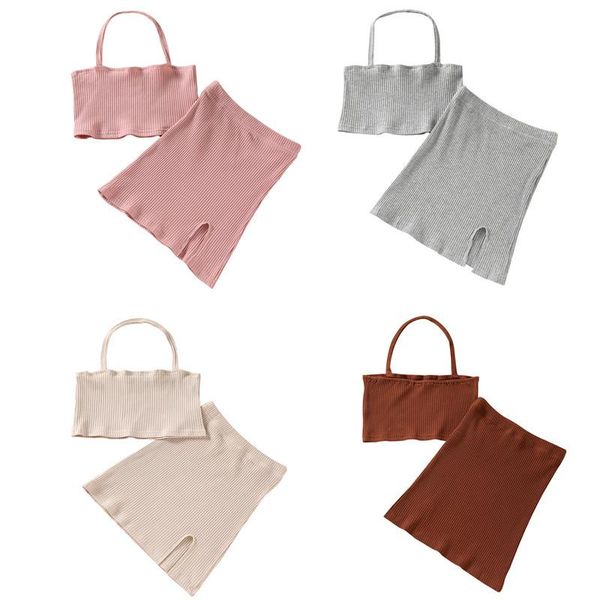 clothing sets 2pcs kids summer outfit, solid color ribbed halter neck sleeveless crop + short slit skirt for girls, 2-7 years, White
clothing sets 2pcs kids summer outfit, solid color ribbed halter neck sleeveless crop + short slit skirt for girls, 2-7 years, White