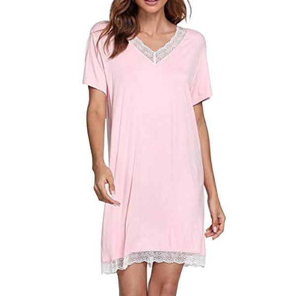 women's sleepwear soft women dress cotton solid color lace stitching v neck short sleeve nightwear lingerie home clothing, Black;red
women's sleepwear soft women dress cotton solid color lace stitching v neck short sleeve nightwear lingerie home clothing, Black;red