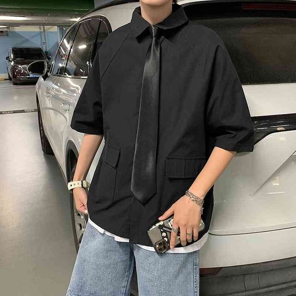 shirts summer tie dress men's fashion solid color business casual shirt men streetwear wild loose short sleeve mens -2xl, White;black
shirts summer tie dress men's fashion solid color business casual shirt men streetwear wild loose short sleeve mens -2xl, White;black