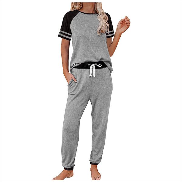 fashion home clothes patchwork womens pants short sleeve o neck pullover leisure sets suit, White
fashion home clothes patchwork womens pants short sleeve o neck pullover leisure sets suit, White